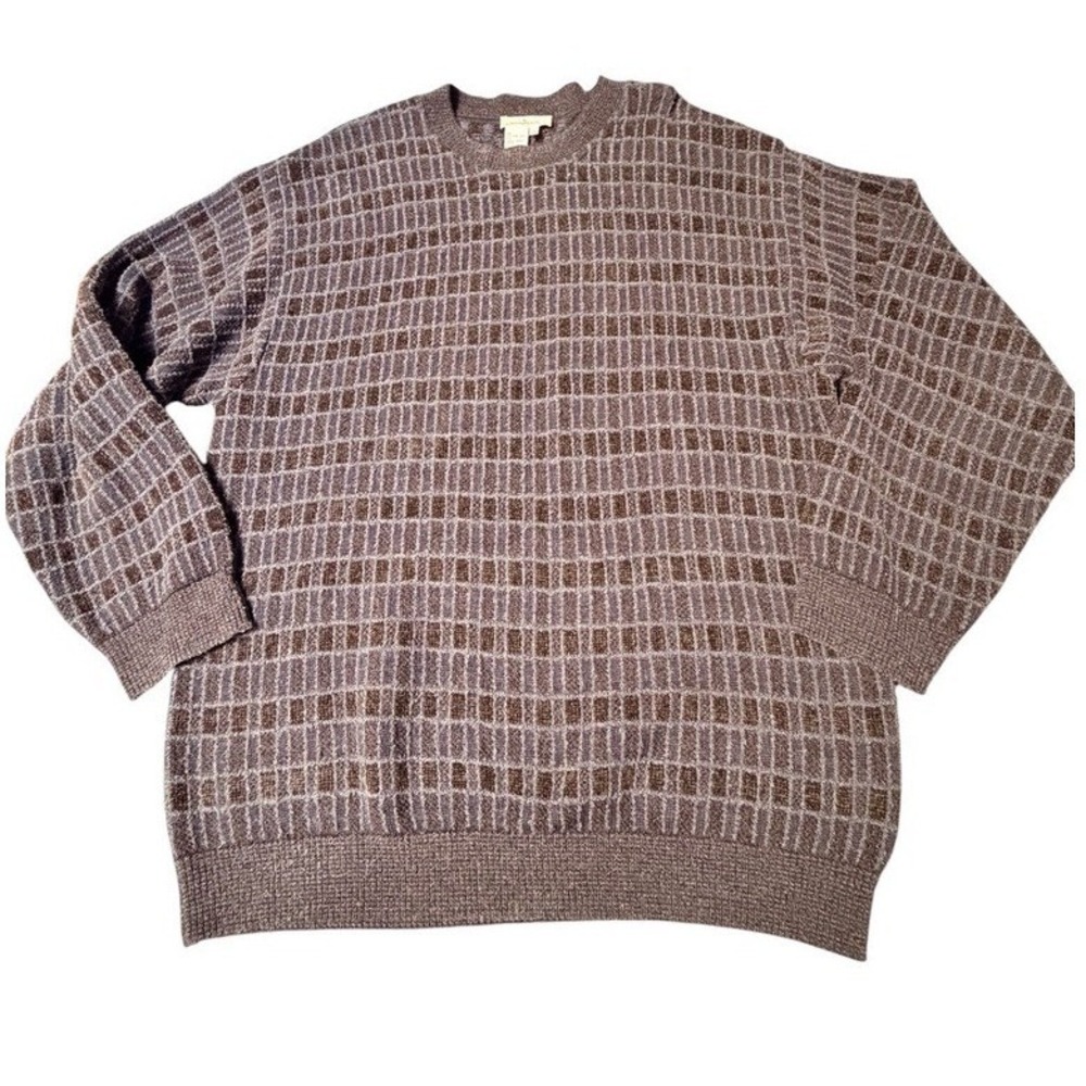Ermenegildo Zegna Sweater Mens XL Brown Vintage Y2K Wool Blend Italy Preppy